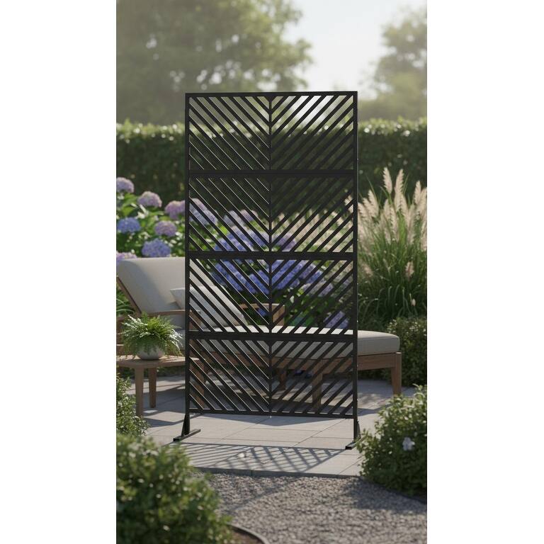 Freestanding Metal Privacy Screen, with Stable Base - 72*40 in
