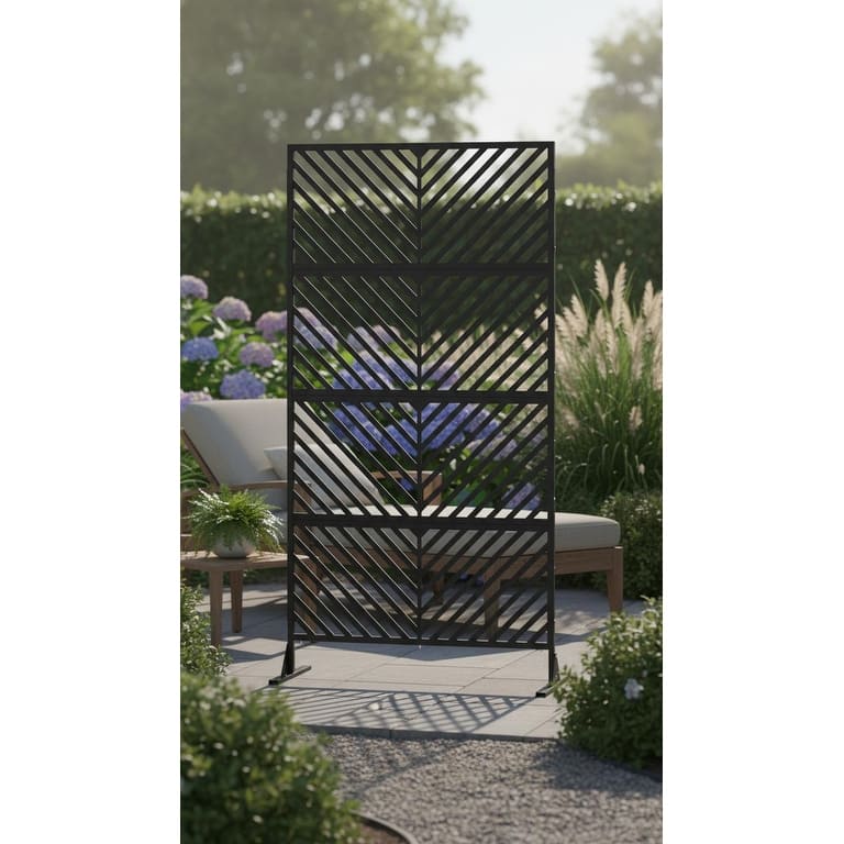 Freestanding Metal Privacy Screen, with Stable Base