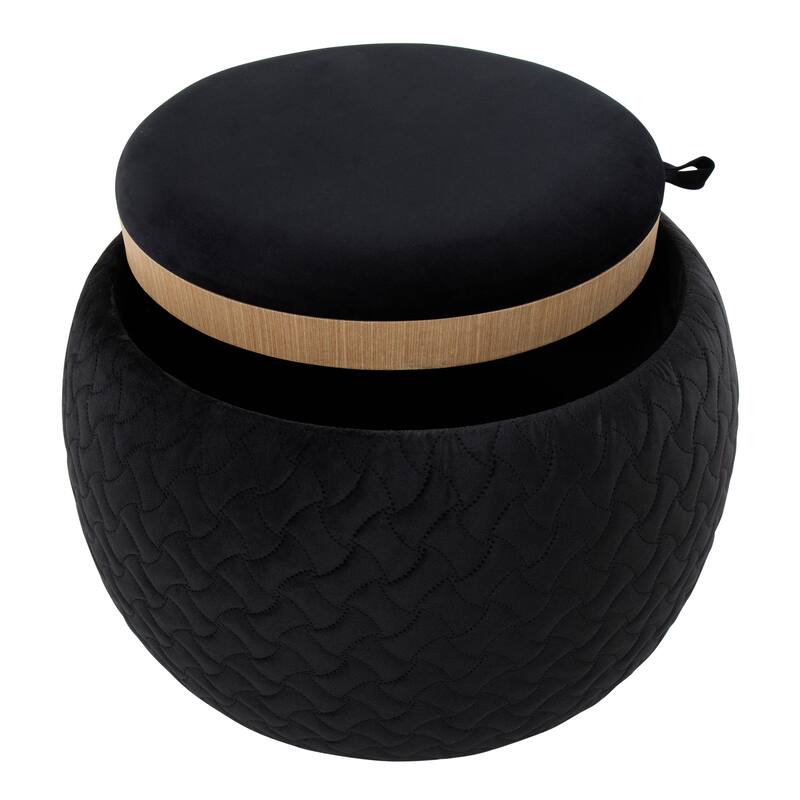 Carson Carrington Astrid Pouf with Natural Wood Tray Top