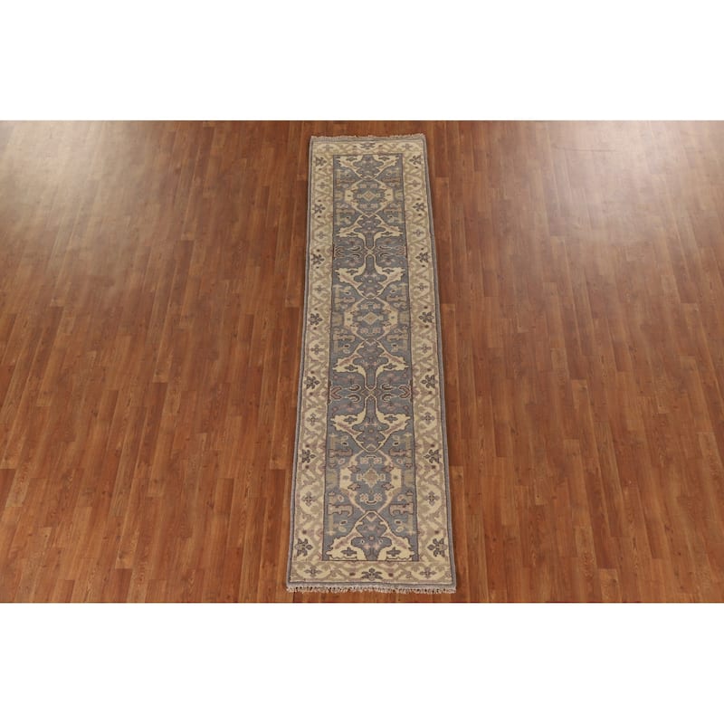 Grey Oushak Oriental Runner Rug Handmade Wool Carpet - 2'6"x 9'8"