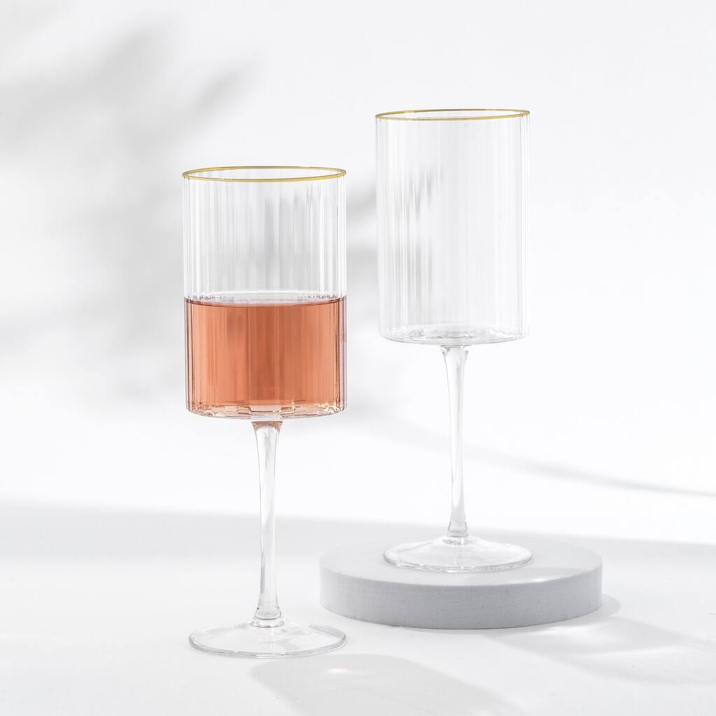 Christian Siriano Optic Gold Rim Red Wine Glasses - 17.5 oz - Set of 4 - 17.5 oz