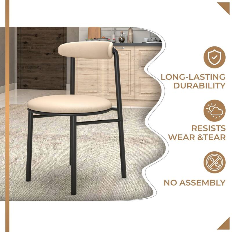 Lume Modern Dining Chairs Polyester Fabric Seat with Steel Legs by LeisureMod