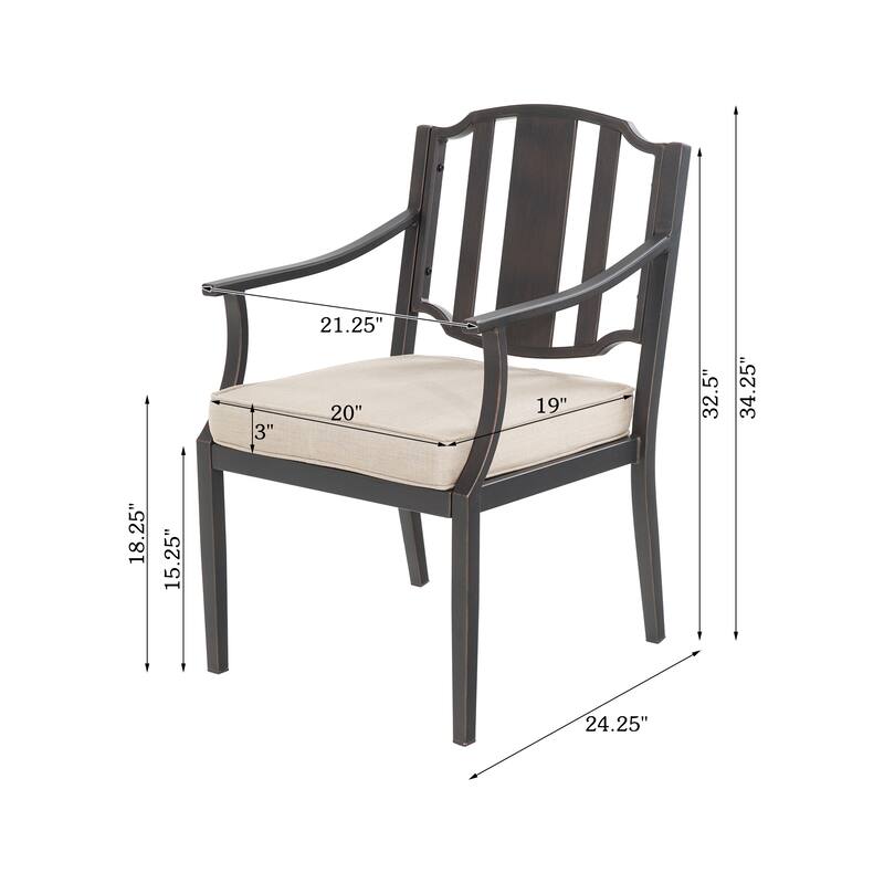 2-Piece Metal Outdoor Dining Chair