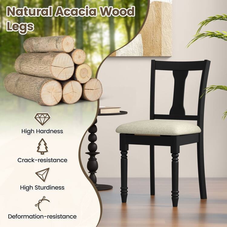 Set of 2 Kitchen Dining Chair with Linen Fabric and Storage Space - 18" x 20.5" x 36" (L x W x H)