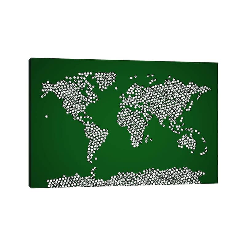 iCanvas "Football Soccer Balls World Map" by Michael Tompsett Canvas Print