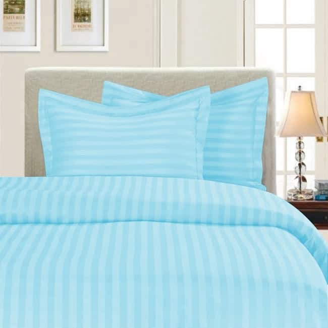Porch & Den Fairfield Dobby Stripe 3-piece Duvet Cover Set - Aqua - Queen/Full - Queen/Full