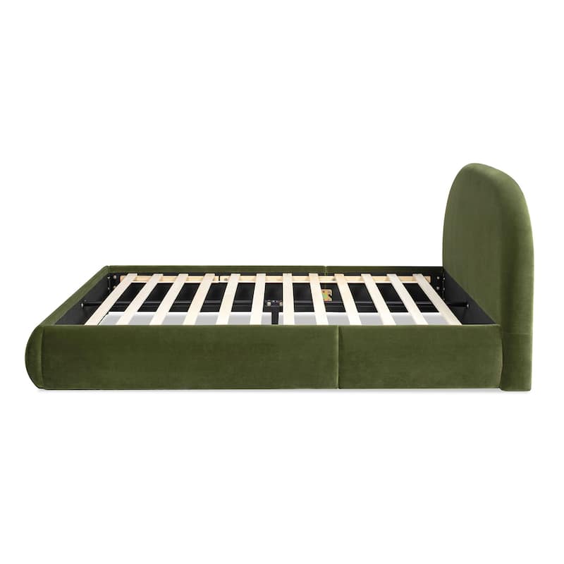 Archie Mid-Century Modern Velvet Upholstered Arched Platform Bed