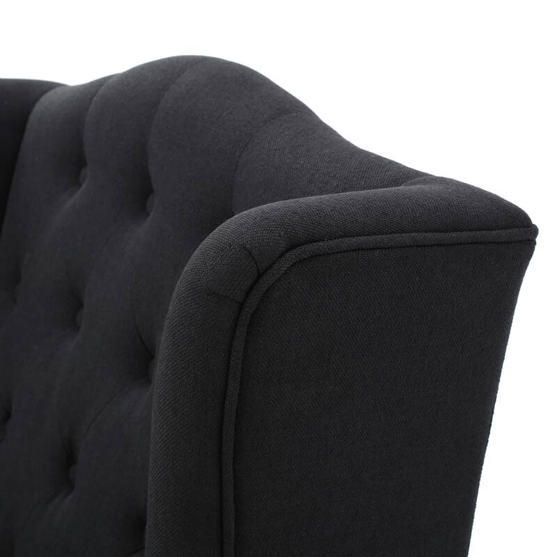 Modern 27.5" High Back Upholstered Button Tufted Club Chair with Rubber Wood Legs