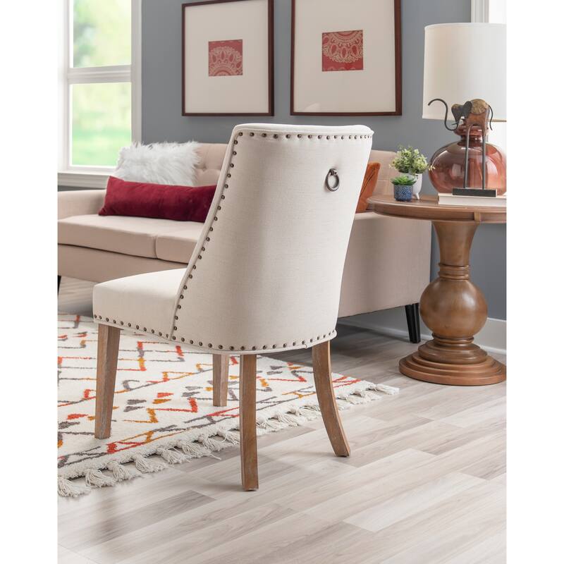 Linon Allard Modern Dining Chairs with Natural Legs (Set of 2)