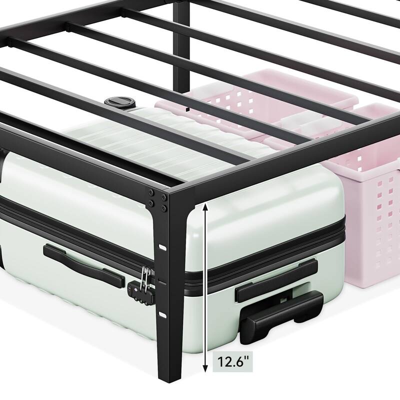 14 Inch Twin Size Foldable Bed Frame, Heavy Duty Metal Platform Bed Frame