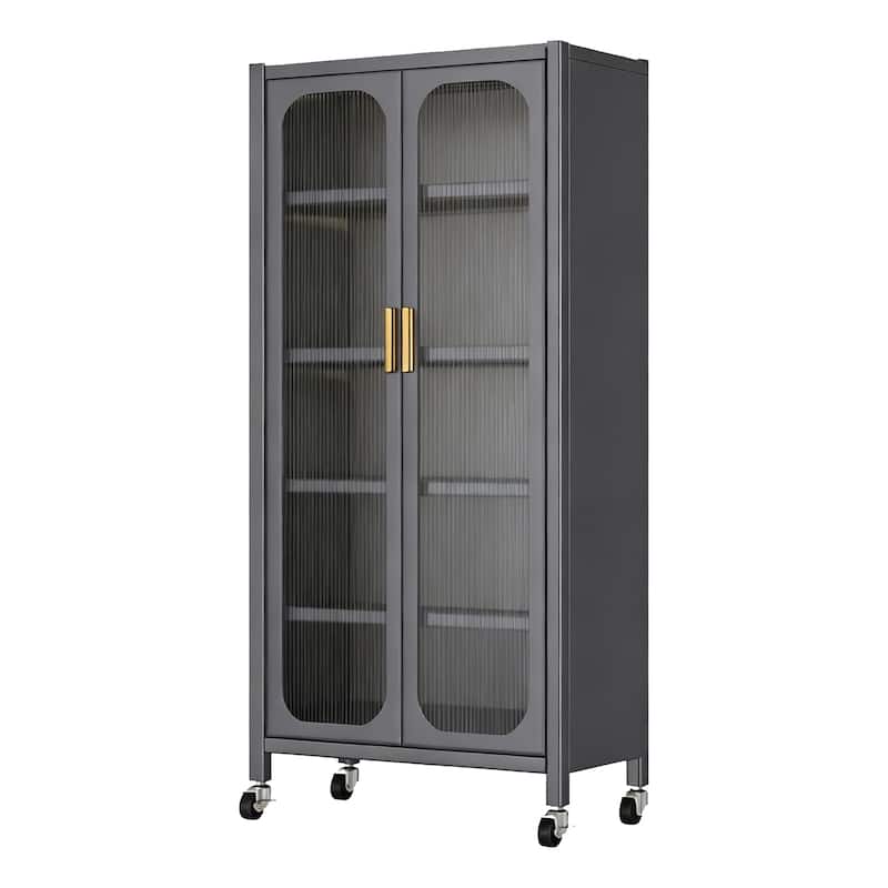 GDF Studio - Alabelle Modern Metal Storage Cabinet with Transparent Door
