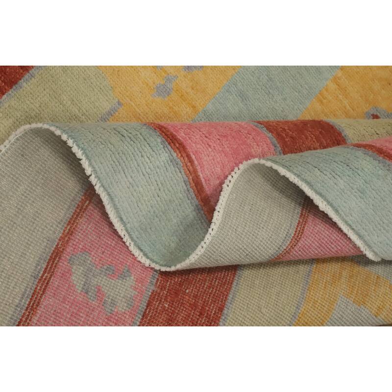 Geometric Gabbeh Vegetable Dye Area Rug Handmade Wool Carpet - 9' 0'' X 6' 2''