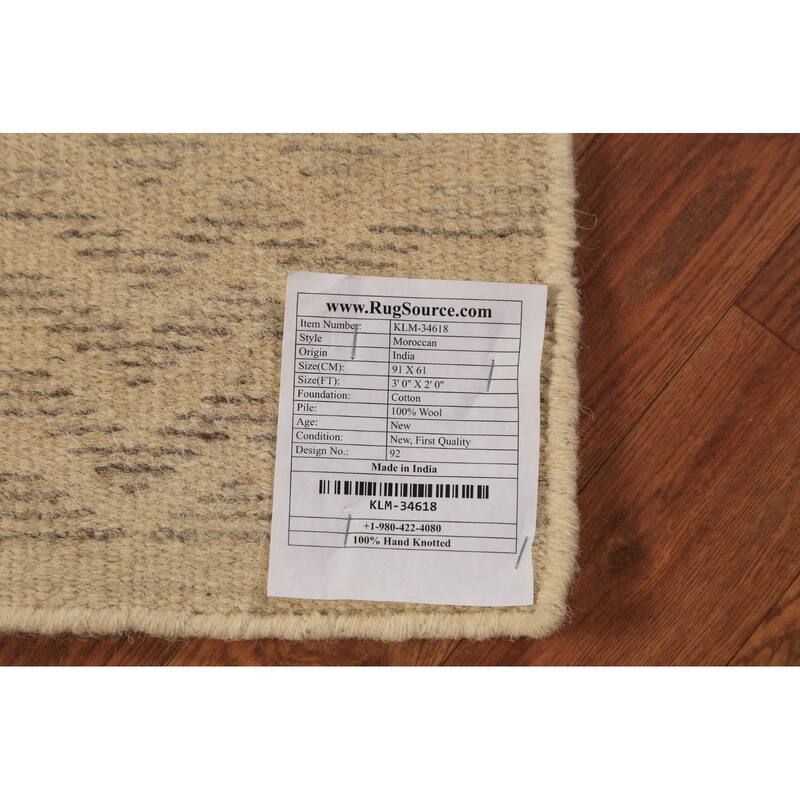 Stripe Moroccan Indian Rug Hand-Knotted Wool Carpet - 2'0"x 3'0"