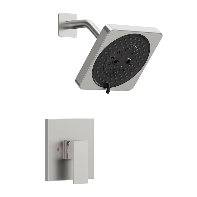 Square Shower System with 7 Spray Modes and Pressure Balance Valve - Brushed Nickel