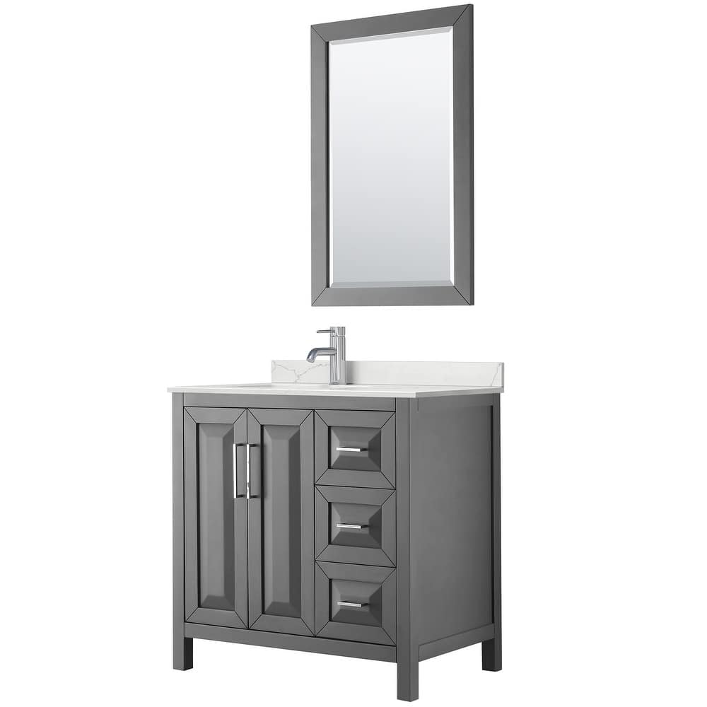 Daria 36-inch Single Vanity, Single Hole Quartz Top, 24-inch Mirror
