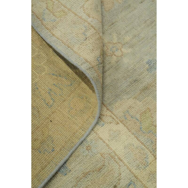 Handmade Gray Oushak Vegetable Dye Area Rug, Floral Geometric Carpet - 11' 9'' X 9' 2''