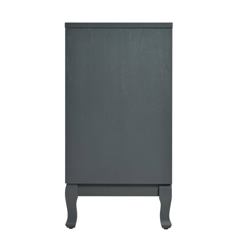 Retro 4-Door Sideboard with Large Storage Space and Rattan Doors for Home Entryway Decor