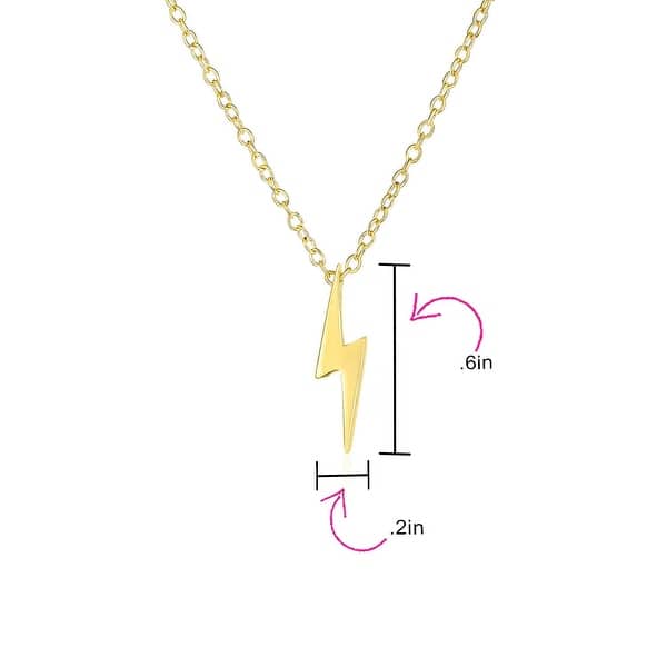 Gold Lightning Bolt Charm Pendant Necklace also in Silver 