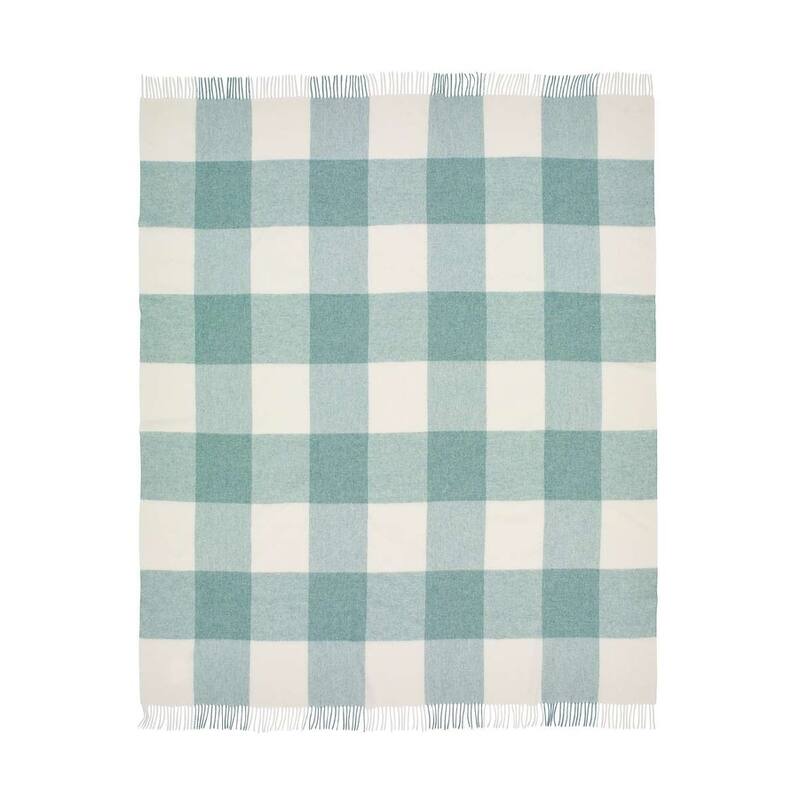 Pastel Blockcheck Eucalyptus, Merino Lambswool Throw