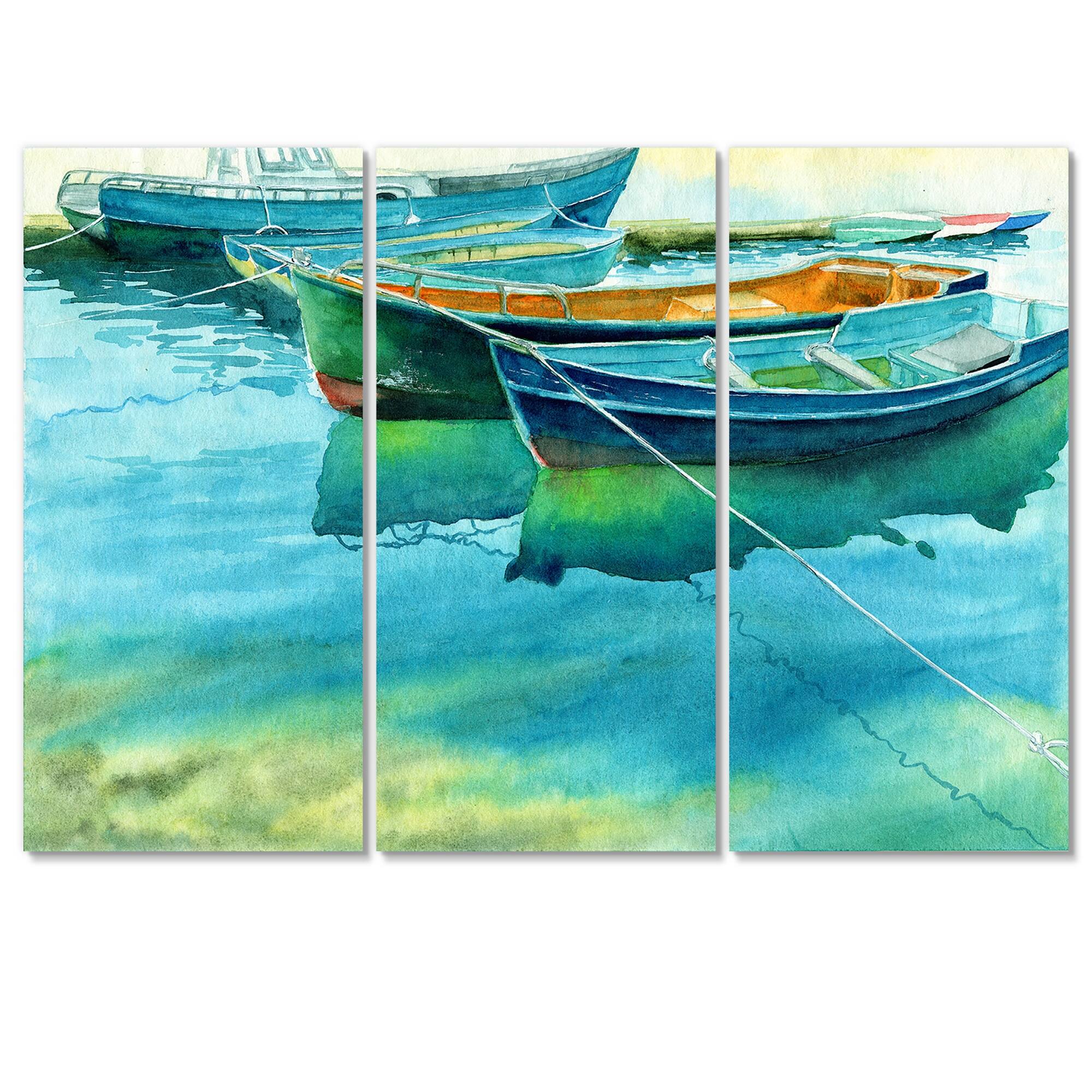 Designart "Fishing Boats At The Pier" Nautical & Coastal Canvas Wall