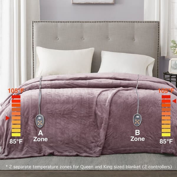 dimension image slide 1 of 10, Beautyrest Heated Plush Secure Comfort Blanket