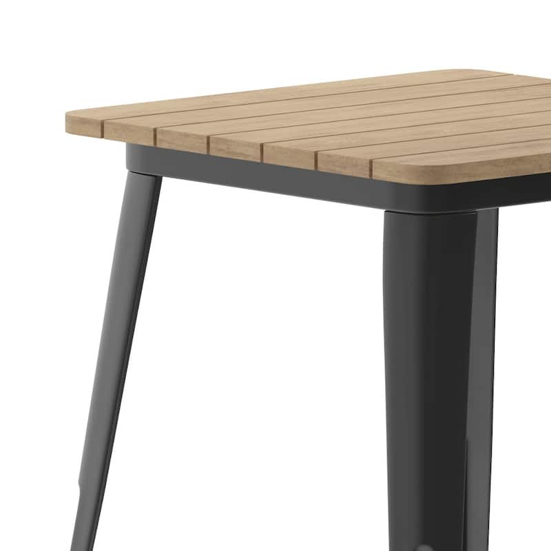 23.75" SQ Commercial Poly Resin Restaurant Table with Steel Frame - 23.5"W x 23.5"D x 30"H