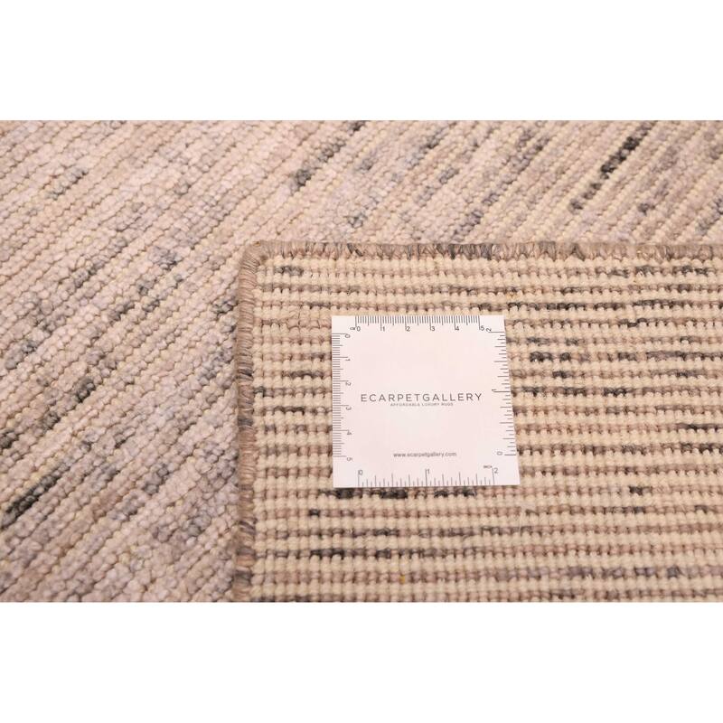 ECARPETGALLERY Hand Loomed Loreto Light Grey Viscose, Wool Rug - 5'5 x 7'9