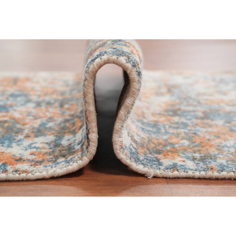 Hand Knotted Oriental Viscose Silk Carpet Modern All-Over Multi-Colored Abstract Area Rug - 4' 0'' X 2' 0''