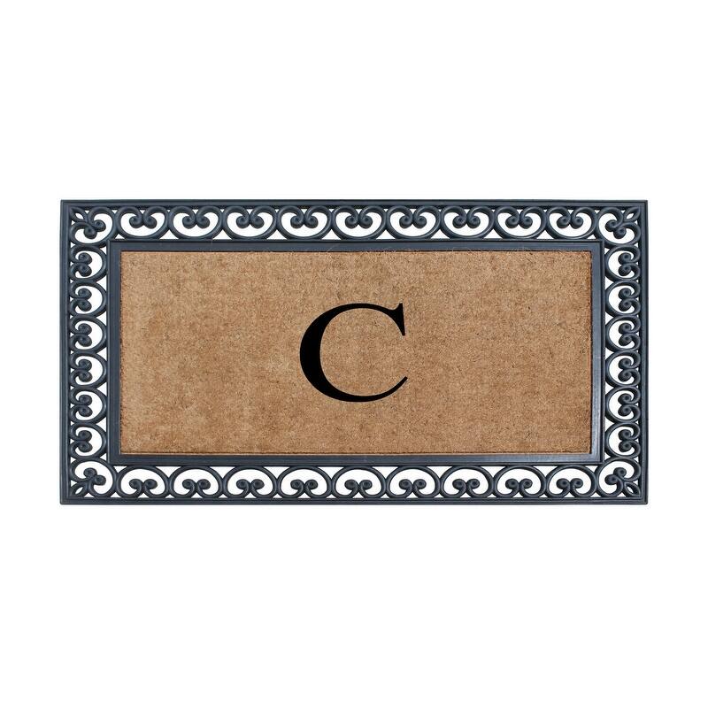 A1HC Natural Rubber and Coir Monogrammed Front Porch Entry Doormat 30"X48" - C