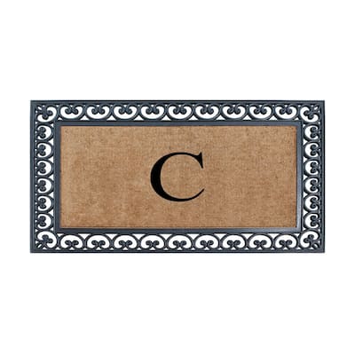 A1HC Natural Rubber and Coir Monogrammed Front Porch Entry Doormat 30"X48"
