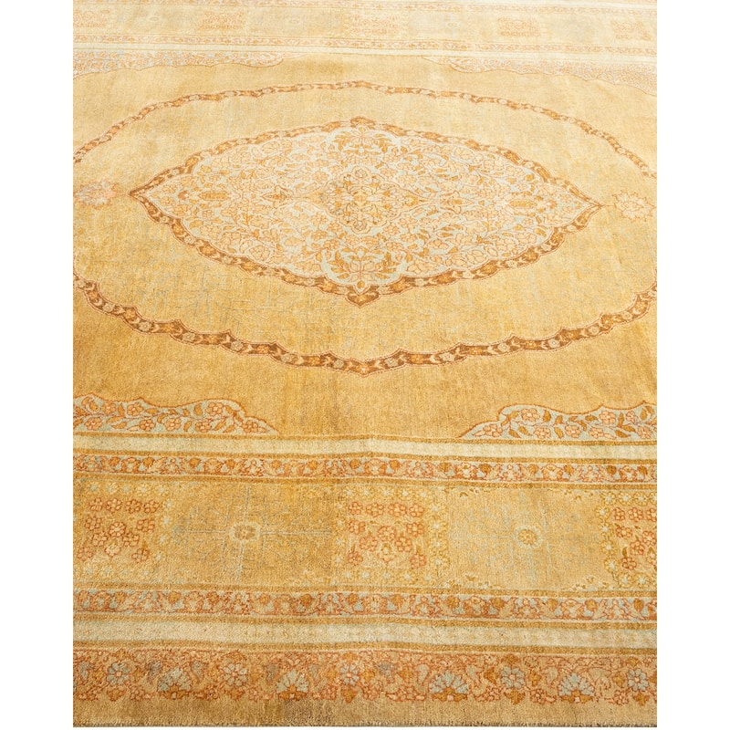 Overton Handknotted Wool Traditional Oriental Yellow Area Rug - 6' x 9'
