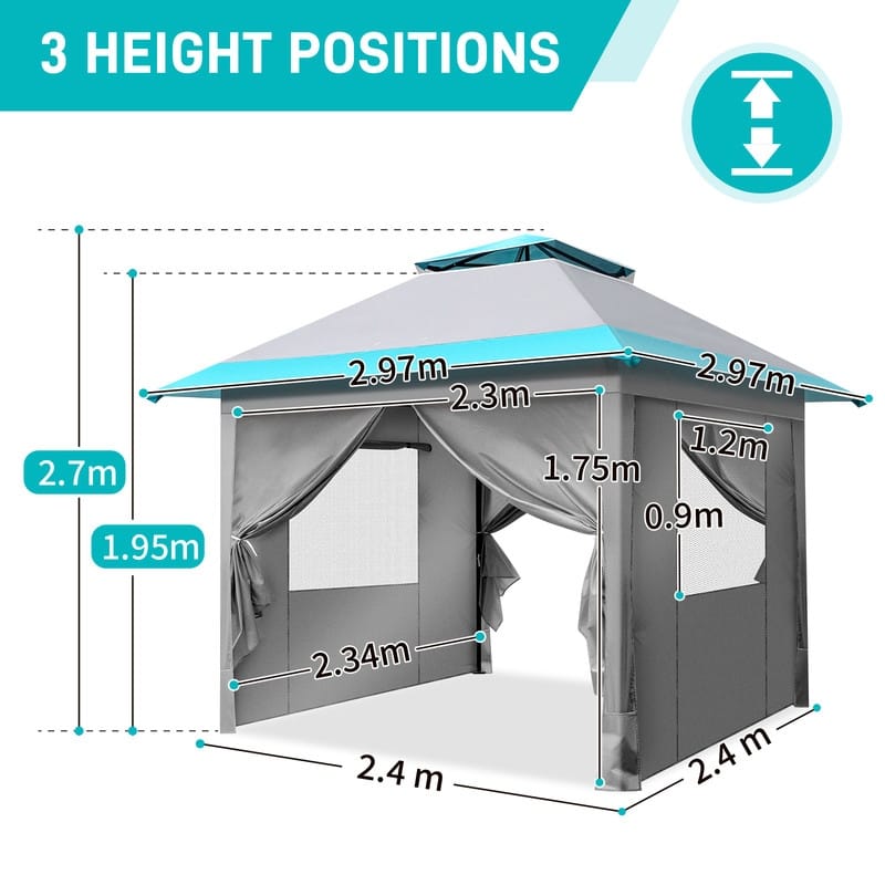 10FT Pop-up Canopy Grey Blue