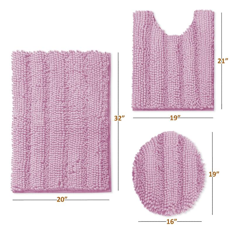Clara Clark Chenille Extra Soft and Absorbent Bath Mat - Non Slip Fast Drying Bath Rug Set