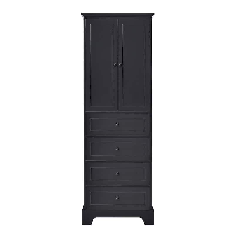Storage Cabinet with 2 Doors and 4 Drawers for Bathroom Office