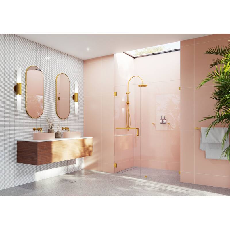 Glass Warehouse TBWH-59-5 Umbra 78" High x 59-1/2" Wide Hinged - Satin Brass