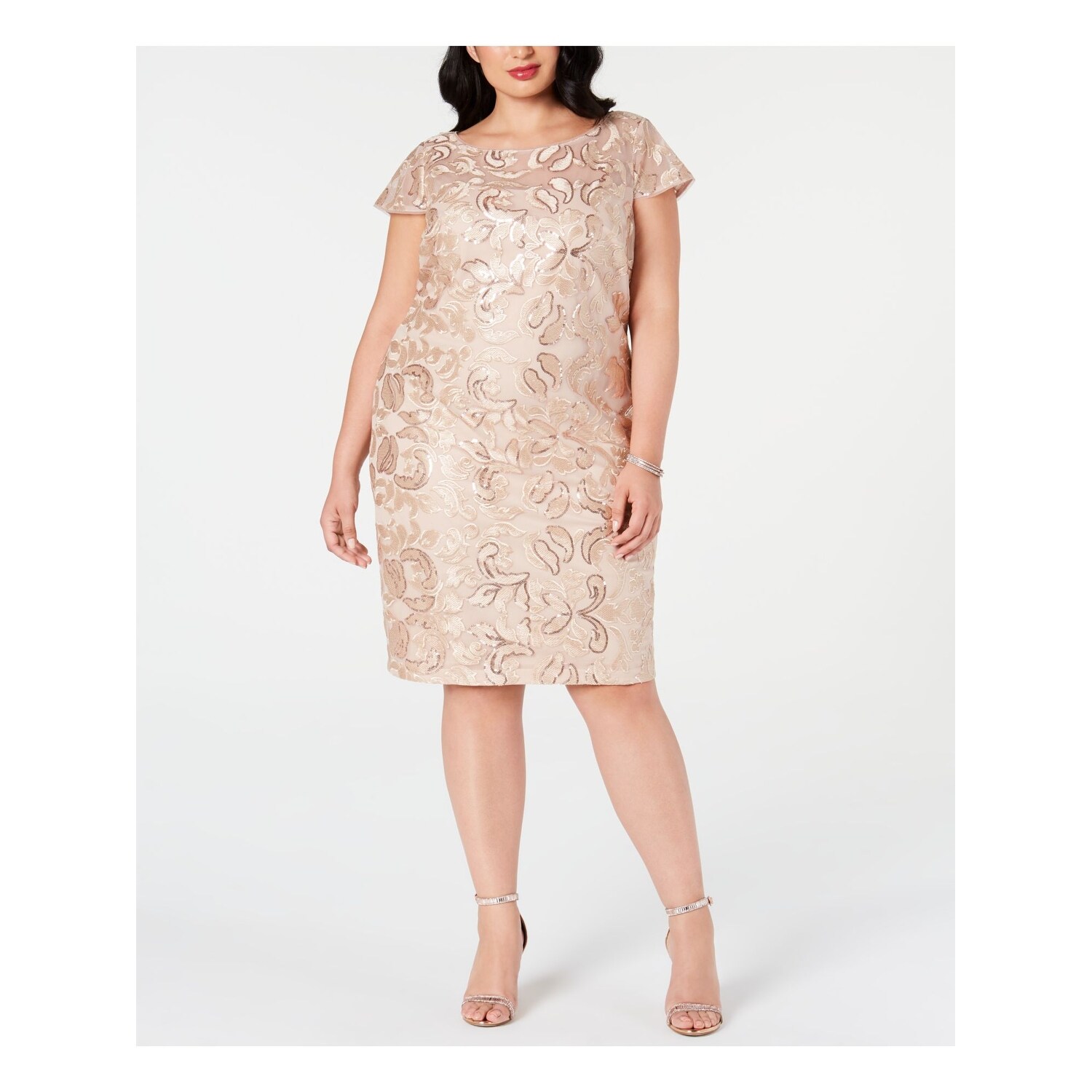 beige short formal dress