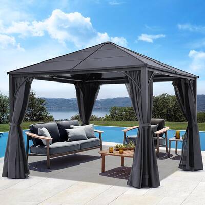 ABCCANOPY Hardtop Permanent Gazebo with Curtains and Netting