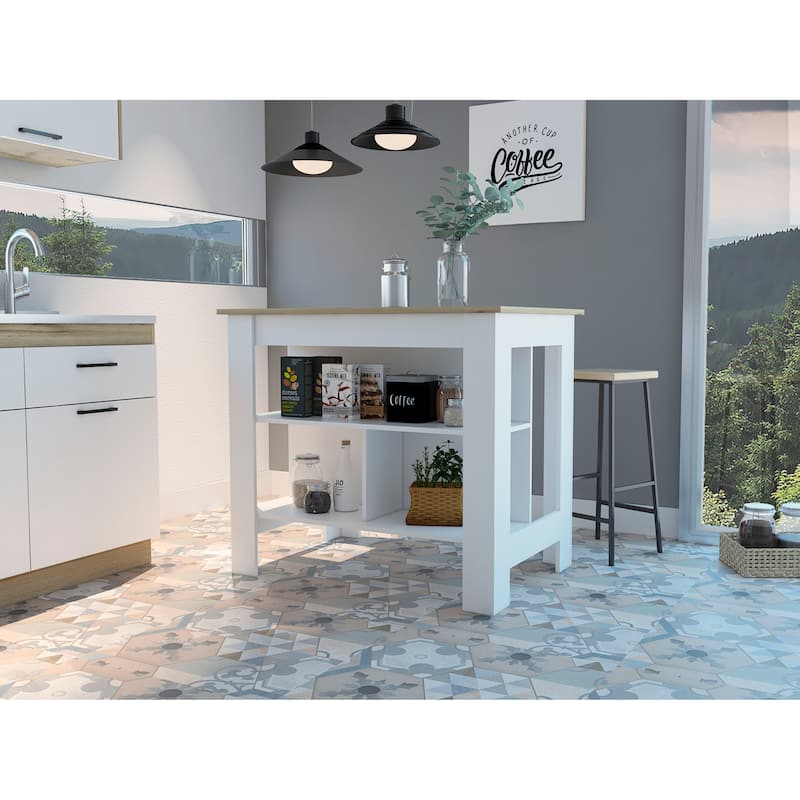 Kitchen Island Antibacterial, Three Shelves, Four Legs