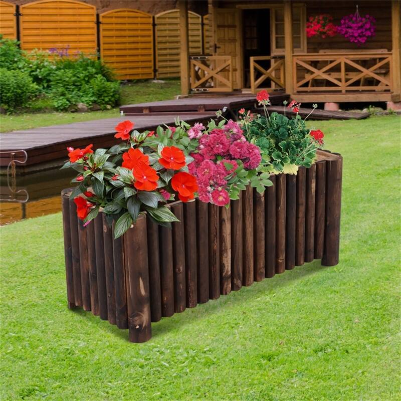 Natural Fir Wood Garden Planter Box 39 Inch Raised Bed for Vegetables Herbs and Flowers - 39.25" L x 16" W x 15.75" H