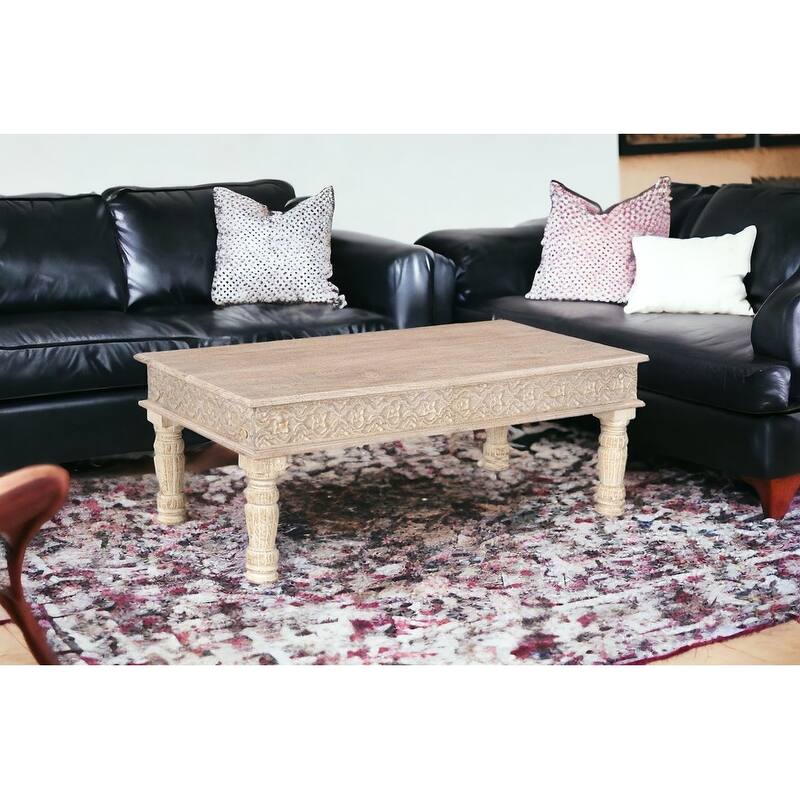 HomeRoots 51" White Solid Wood Distressed Coffee Table - 51
