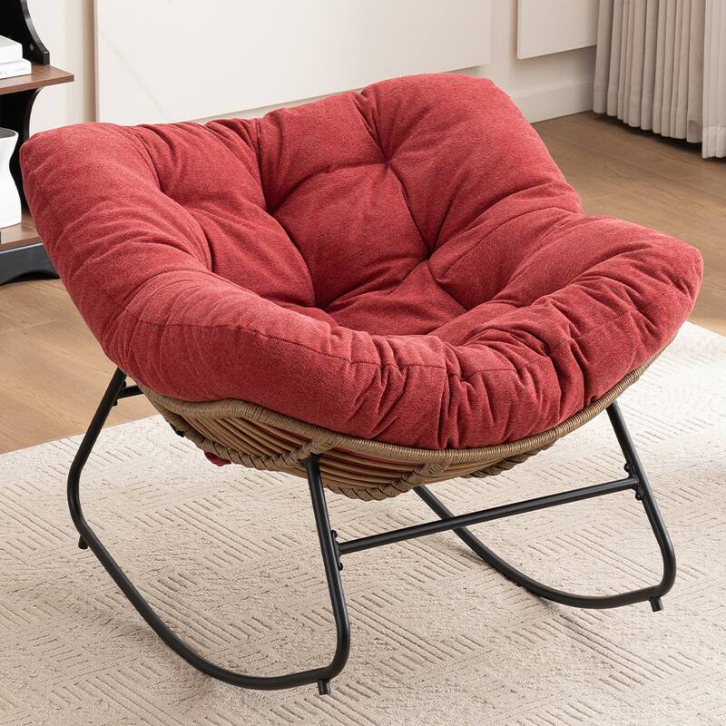 Rocking Chair, Chenille Upholstered Accent Chair, Modern Nursery Rocking Chair for Living Room, Bedroom, Apartment
