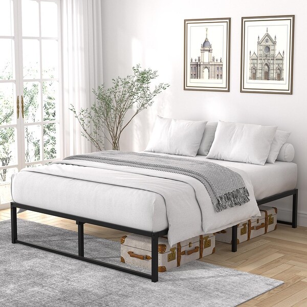 ベッドフレーム bed frame with mattress VECELO Bed Frame White Metal Frame Full Size Platform Bed