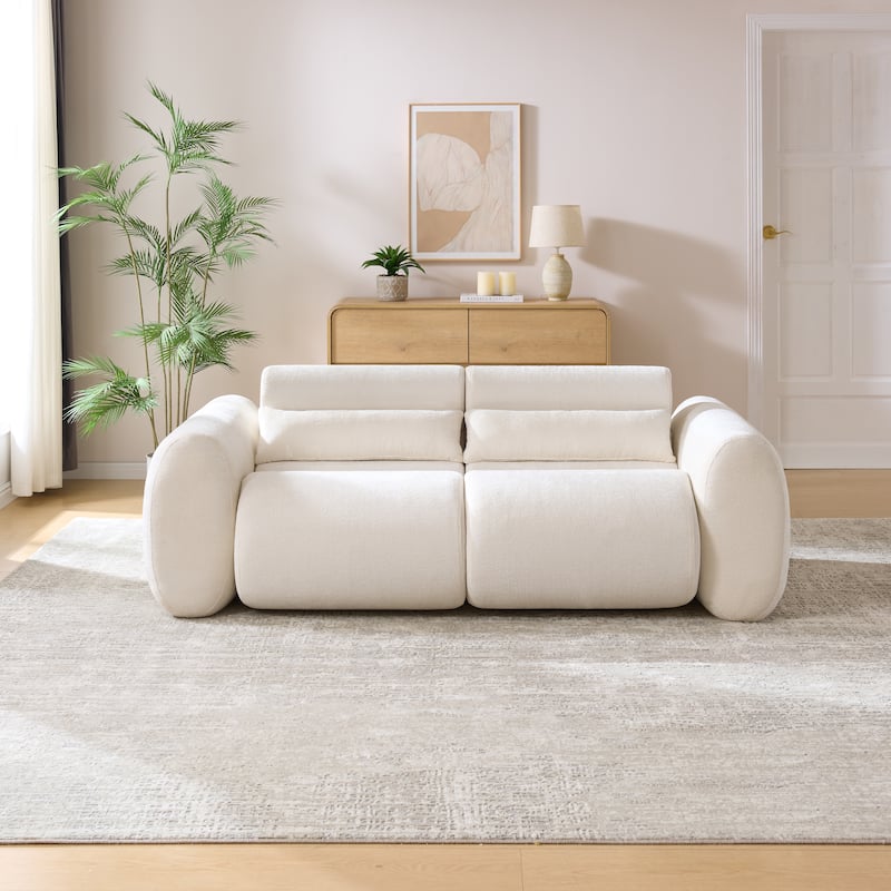 Christopher Knight Home - Cloud Modern Upholstered Bouclé Curved 3-Seater Sofa with Round Arms