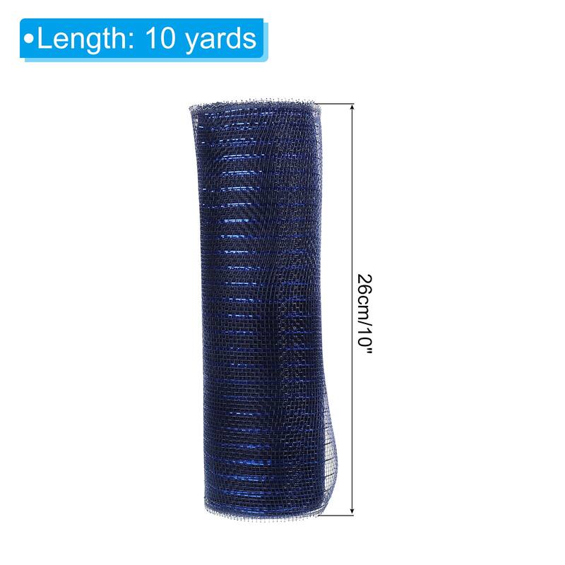 1pcs Deco-Mesh, 10 Inch x 10 Yard Deco-Mesh Ribbon Roll Foil Metallic - Navy Blue