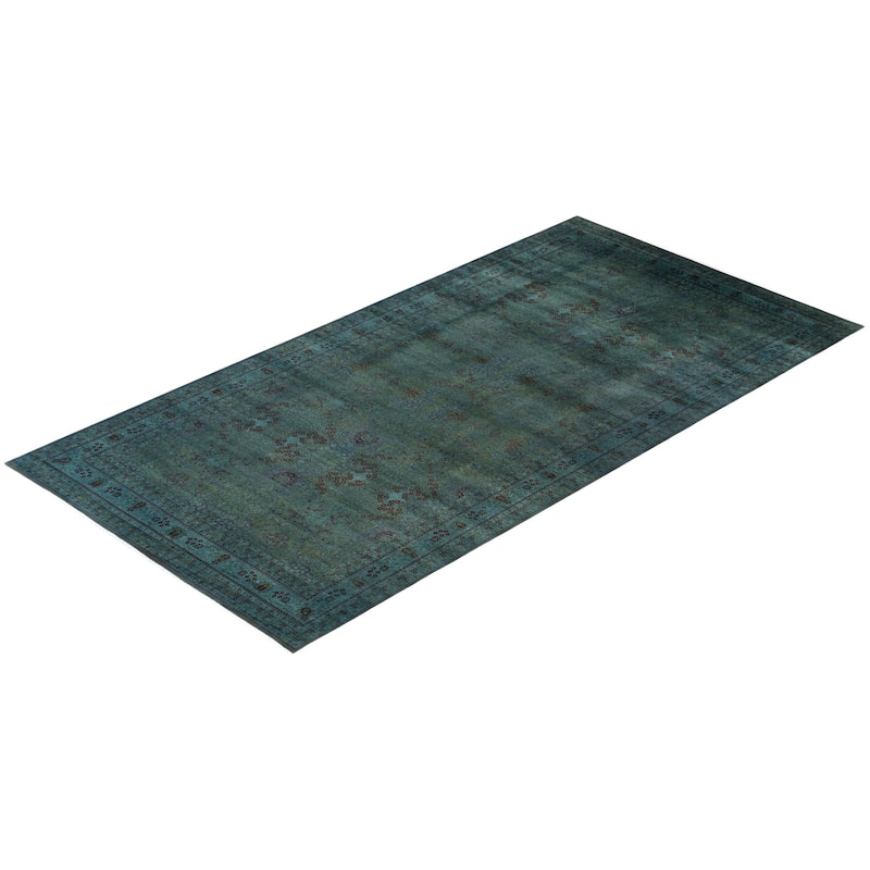 Overton Handknotted Wool Vintage Inspired Contemporary Overdyed Gray Area Rug - 17' 9" x 9' 1"