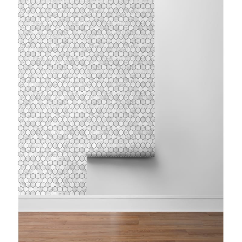 NextWall Marble Hexagon Peel and Stick Wallpaper