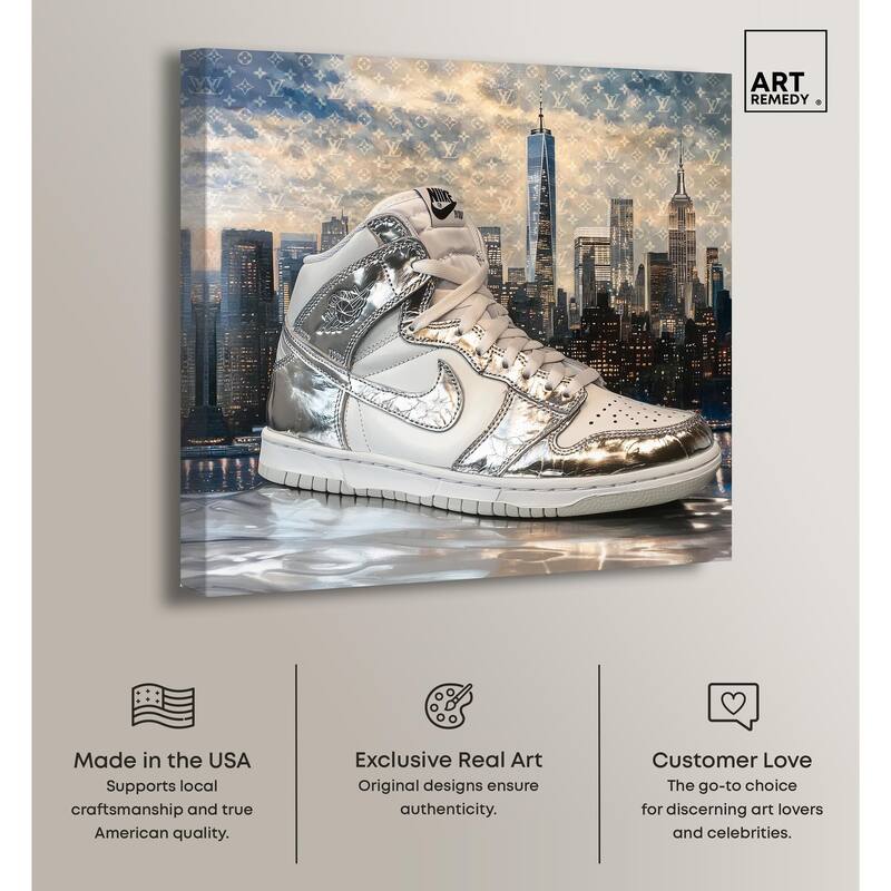 NYC Metallic Sneaker Canvas by Art Remedy, Gallery Wrapped