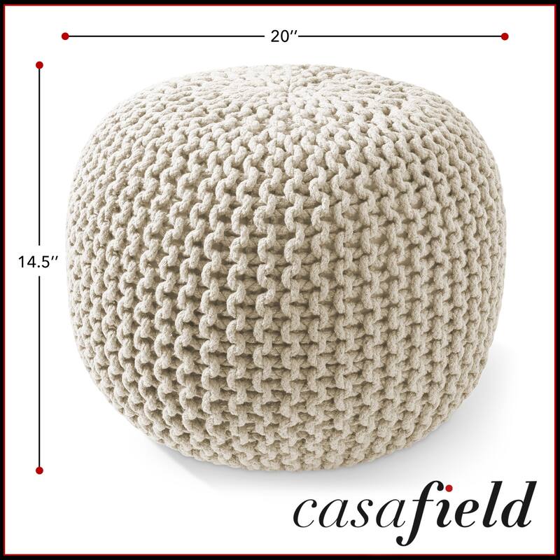 Cotton Pouf Ottomans Knit Foot Stool Pouffes for Living Room