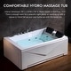 preview thumbnail 1 of 10, 71 in. x 47 in. Alcove Whirlpool Bathtub Hydrotherapy Jetted SPA Bath in White 71 in. With Black Headrest