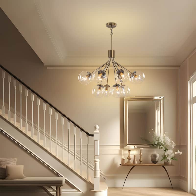 Starsky 12-Light Modern Bubble Seeded Glass Chandelier